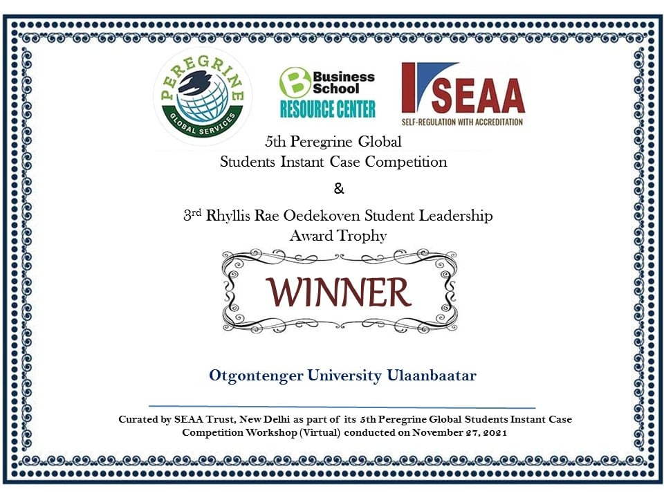 ACBSP -н гишүүн сургуулиудын дунд зохион байгуулдаг “The Students Instant Case Competition” олон улсын тэмцээнд ОТГОНТЭНГЭРЧҮҮД манлайлсаар байна